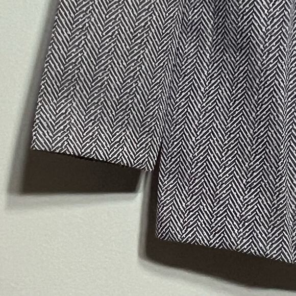 Vintage 70s Size Large Blue Herringbone Polyester Dart Collar Button Blouse Top - Picture 5 of 7